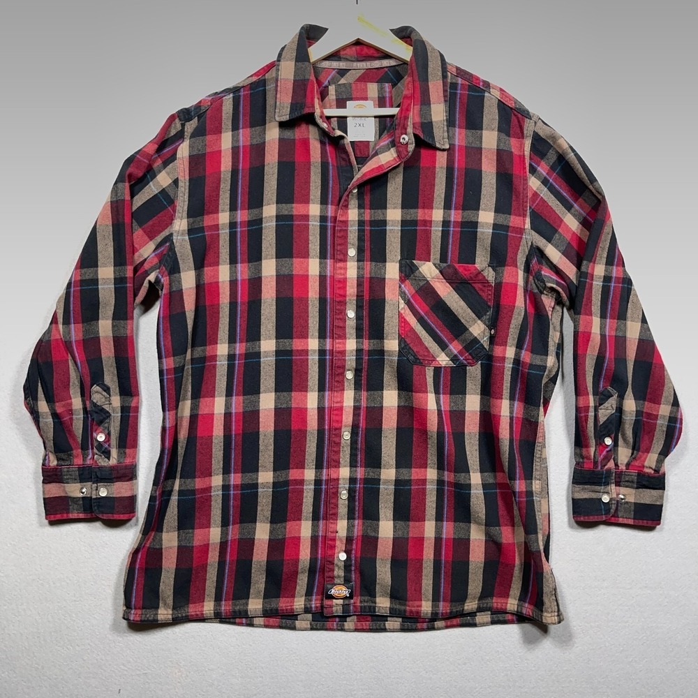 Dickies Shirt Youth XXL Thick Flannel Shirt Plaid Heavy Duty Work Casual Y2K